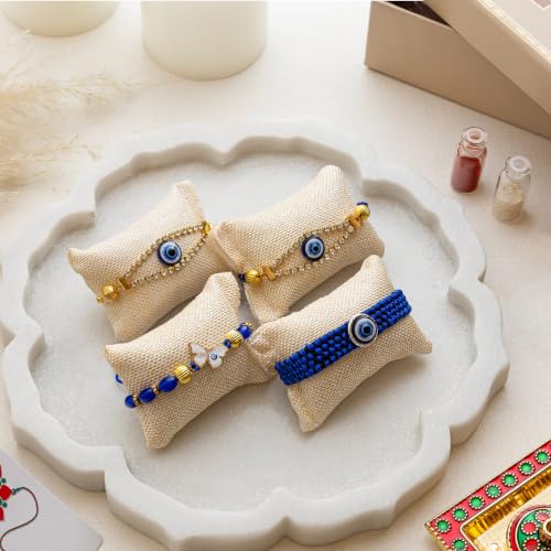 Image of Premium Handmade Designer Rakhi Set for Brother and Bhabhi Adjustable Couple Rakhi with Roli Chawal & Nariyal