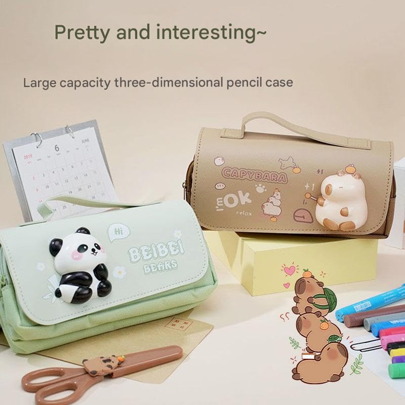 Image of SAJANI 3D Decompression Large Capacity Pencil Case, Multipurpose Stationary Organizer with Handle, Cartoon Printed Pencil Pouch for Boys & Girls (Pack of 1) (Panda)