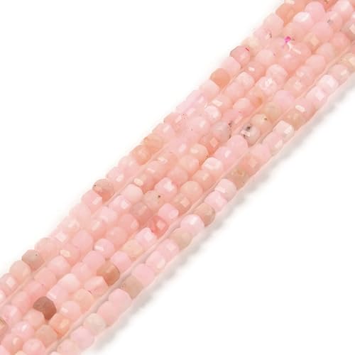 Cuentas curativas sueltas cuadradas de ópalo rosa peruano facetadas de 0.079 pulgadas (0.079 in)