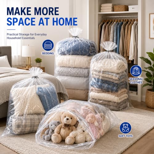 Image of Storite 10PCs Large Tranparent LDPE Plastic Trolley Cover 40 x 60 in
