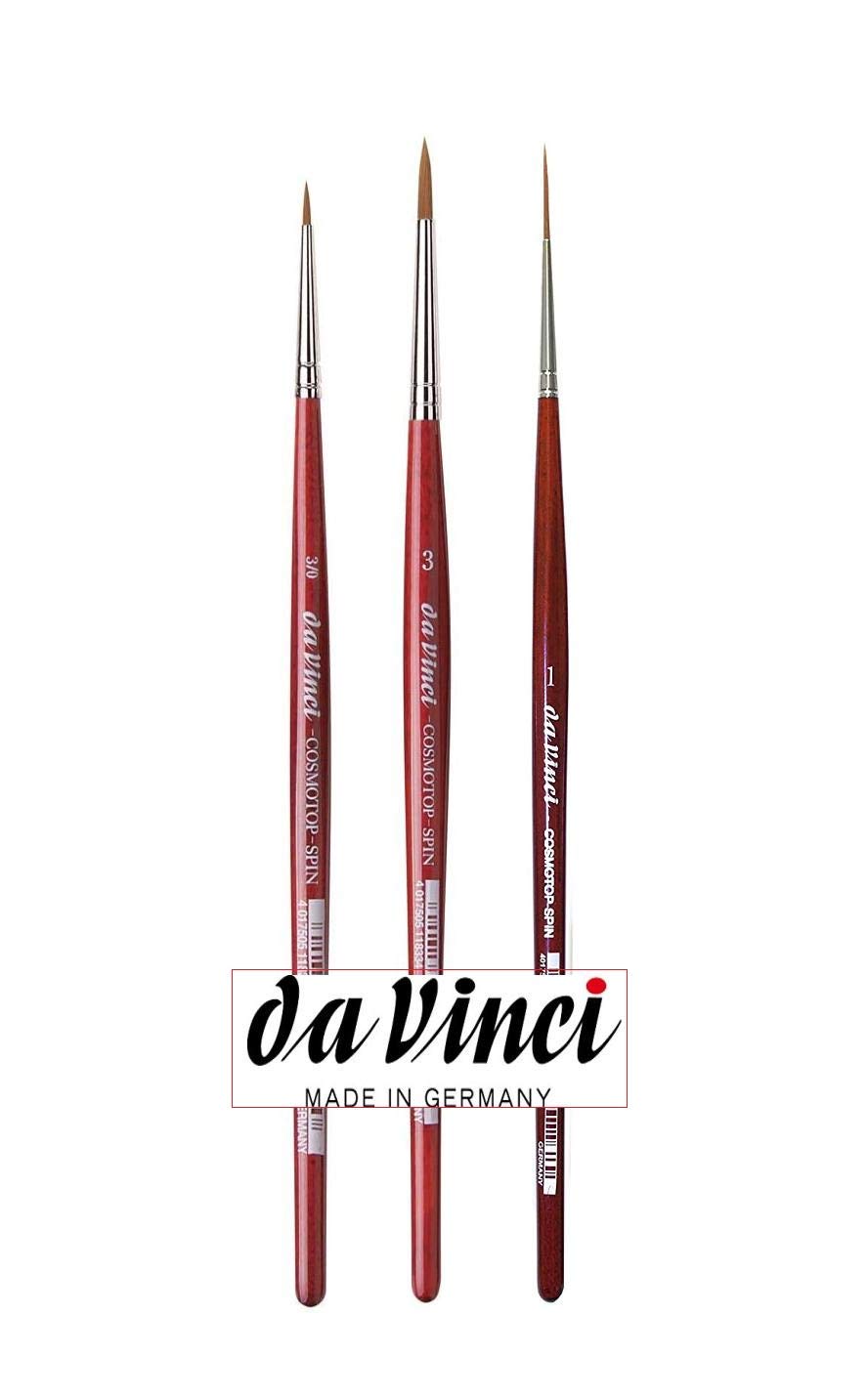 Da Vinci Series 5580 cosmotop Spin Brown synthétiques, n ° 0/3, 3. + Da Vinci 1280 Series Pinceau Rigger en Fibre synthétique, Rouge,NO° 1. fabriqué en Allemagne,