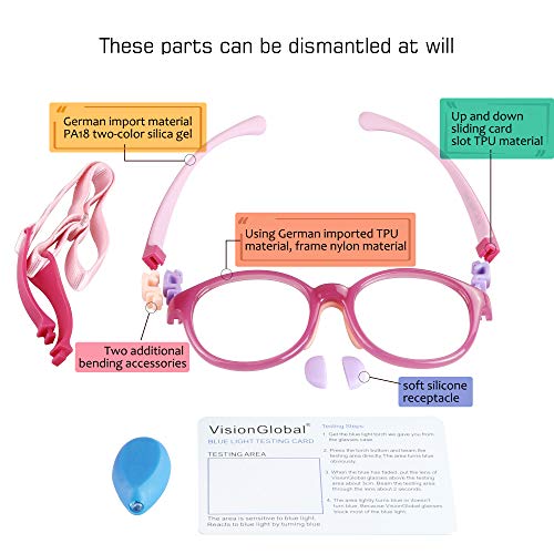 Image of VisionGlobal Blue Light Blocking Glasses for kids, Anti Eyestrain and Blurry, Computer Glasses, Anti Glare