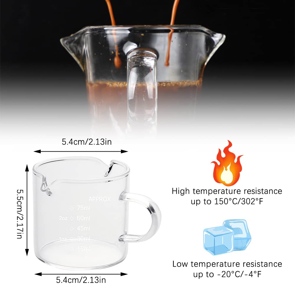 BCnmviku Espresso Glass Measuring Cup Triple Pitcher Milk Cup 75ML E