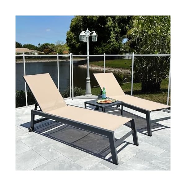 PURPLE LEAF Gartenliege Aluminium Beige (2er-Set)