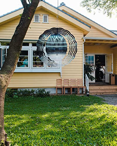 Wind Spinner 9.8" Dia – 3D Stainless Steel Laser Cut Metal Art Hanging Wind Spinner Hockey Photo Of A Sport Arena Full Of Peopke Fans Audience Wind Chimes For Indoor/Outdoor Decor #TOP2