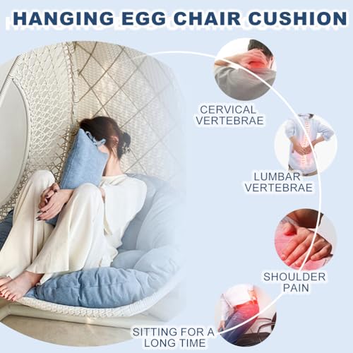Aocase Large Round Egg Chair Cushion Only Replacement Waterproof Papasan Cushion Pad Thick Support for Egg Chair Hanging Basket Seat All-Weather Indoor Outdoor Garden Lounge Mat,NO05,40×40cm