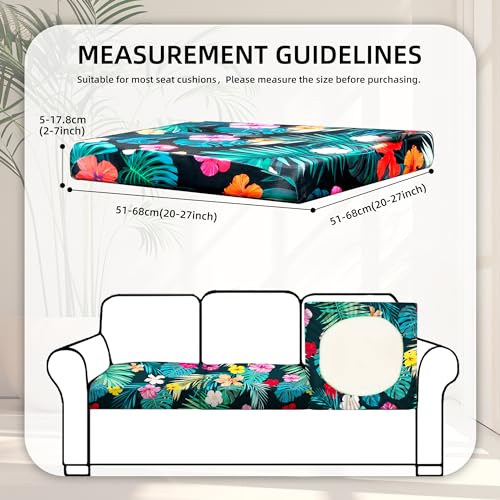 Image of 8Pcs Stretch Patio Cushion Covers,Outdoor Couch Covers Replacement,Outdoor Couch & Sofa Slipcovers,for Patio Furniture Cushion Covers,Washable Reusable urniture Protector (Flowered Leaves,Cover Only)