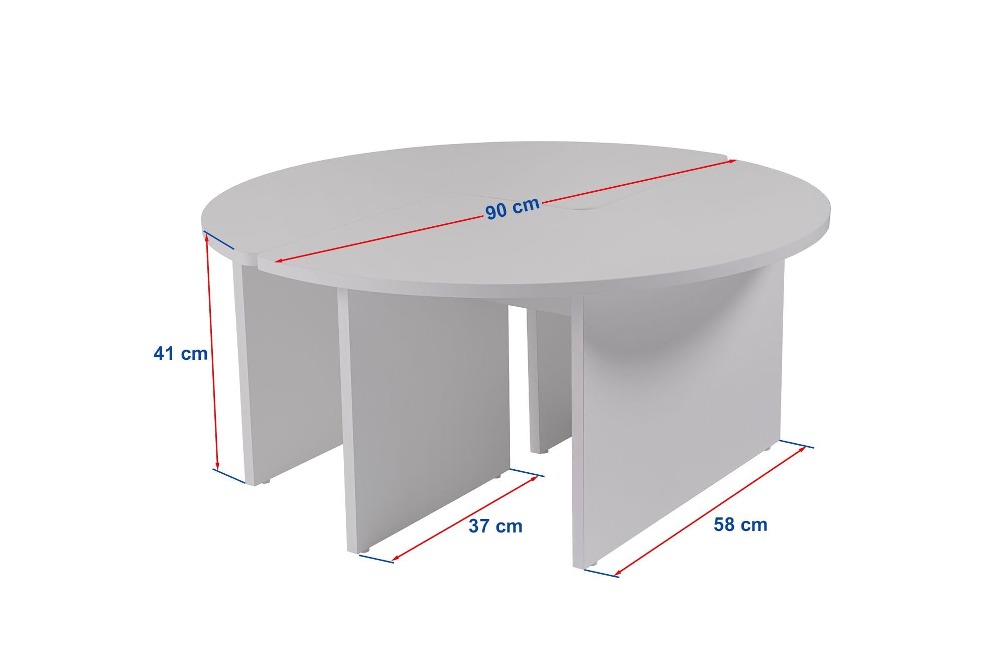 Hanah Home Elegante tavolo da caffè, diametro 90 cm, altezza 41 cm, 100% melamina, spessore 18 mm, perfetto per le stanze moderne e gli spazi di Cozy