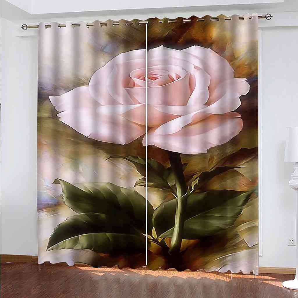 Rideau salon 300x270 occultant lourd isolant thermique à oeillets rose fleur