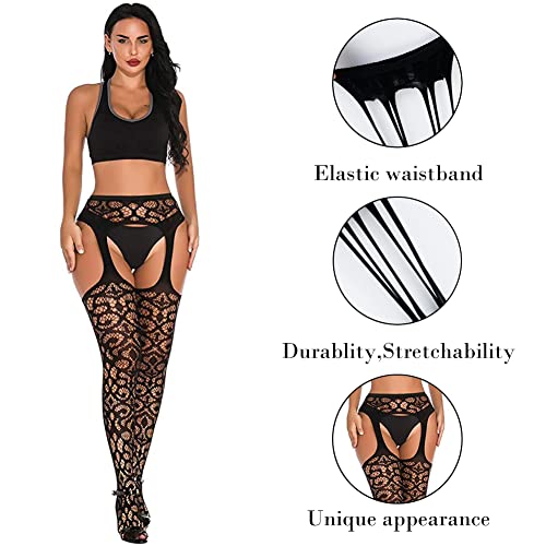 Image of Women's Fishnet Stockings High Waist Tights Suspender Hosiery Sexy Pantyhose