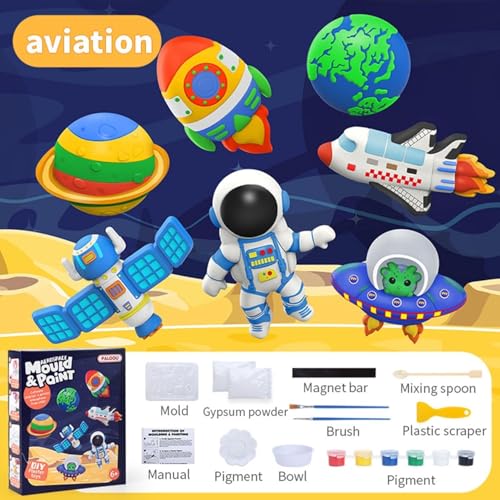 Image of Amitasha DIY Mould Paint Craft kit for Kids, Paint Your Plaster Figurine Set with Pigments, Palette & Mold Art & Craft Set - Educational Toy for 3-12+ Year Old Boys Girls