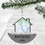Home Sweet Home Niceville FL Ornament 2024 - New Home Niceville Florida Ornament City Map - Wedding, Housewarming Gift for Family, Friend Ornament 3Inch Plastic