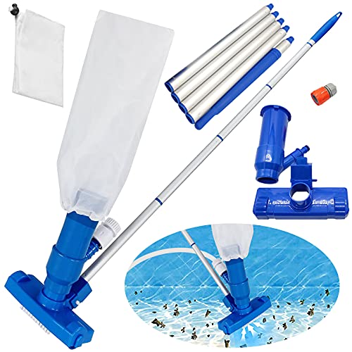 Generisch Poolsauger, Hand Poolsauger, Pool Set mit Teleskop Aluminiumstange Saugbürste Gartenschlauch-Anschluss, Netzbeuteln Sauger Vakuumsauger Venturibodensauger Reinigungsbürste Pool-Staubsauger