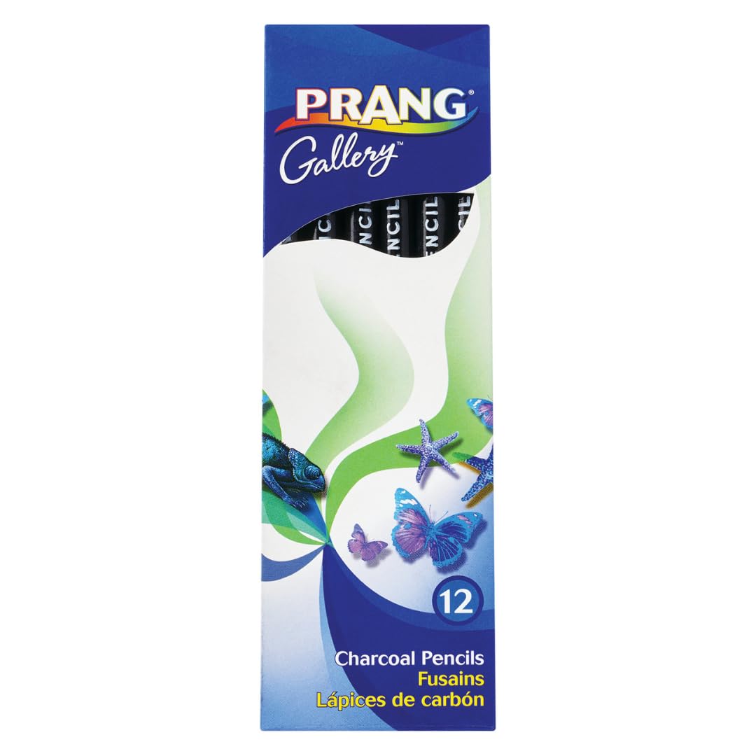 Prang Charcoal Pencils, Soft, Paper Wrapped, Black, 12 Count (60200)