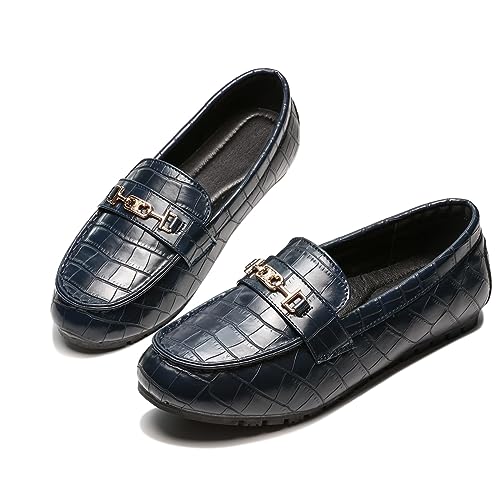 Image of Women's Loafer Casual On Flat Shoes Classy and Comfortable Slip On Flat Shoes (Stone Blue 6W)