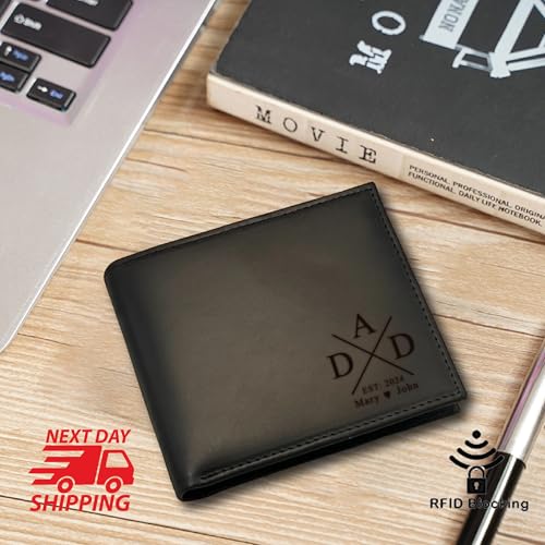 Personalized Leather Wallet For Men Valentine's Gift Custom Slim Wallet Customized Bifold Wallets For Men Engraved Genuine Leather Custom Father's Day Wallet Gift Anniversary Gift For Him Grandpa Gift4
