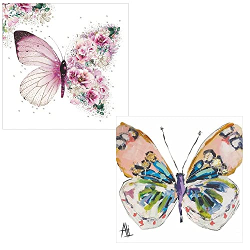 Butterfly Themed Cocktail Napkins Set | Bundle Includes 40 Total Paper Napkins in 2 Pretty Designs