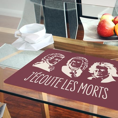 Idée cadeau mélomane lot de 4 sets de table rouge compositeurs - 6