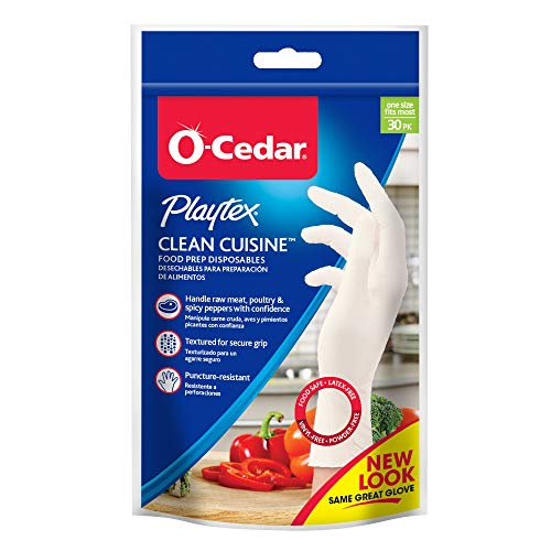 Playtex Clean Cuisine White Nitrile Disposable Gloves, One Size Fits All, (30 Count,Pack of 1)