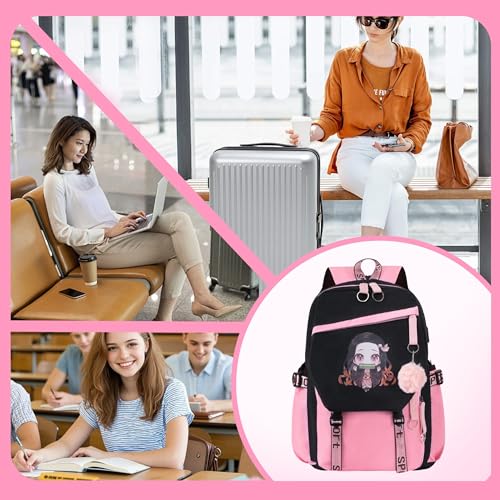 Mochila escolar con puerto USB Roffatide de Anime para cargar el móvil 6