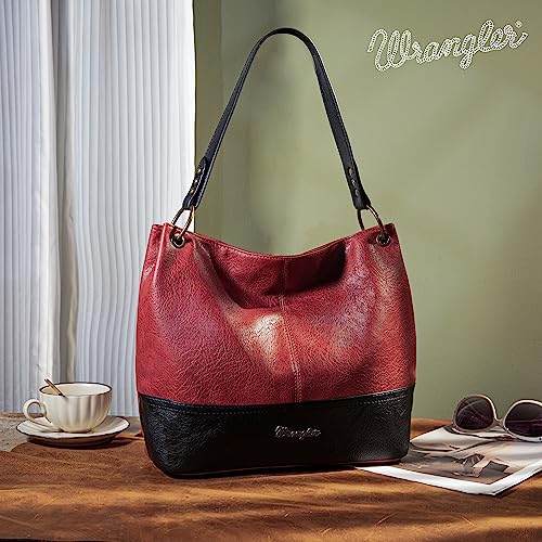 Image of Wrangler Hobo Bags for Women Vegan Leather Top Handle Shoulder Purses and Handbags
