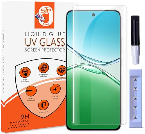 Image of UV Premium Tempered Glass Screen Protector For Oppo F29 Pro 5G (6.7 Inch, Pack of 1) Full Adhesive UV Curved Case Friendly HD Clarity with easy installation kit