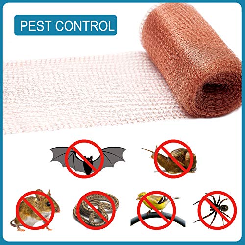 Pure Copper Mesh Rodent Pest Control, 20 Feet Fine Wire Mesh Roll for Mouse Hole Filler, Rat Snail Slug Deterrent & Trap for Indoors, Garden