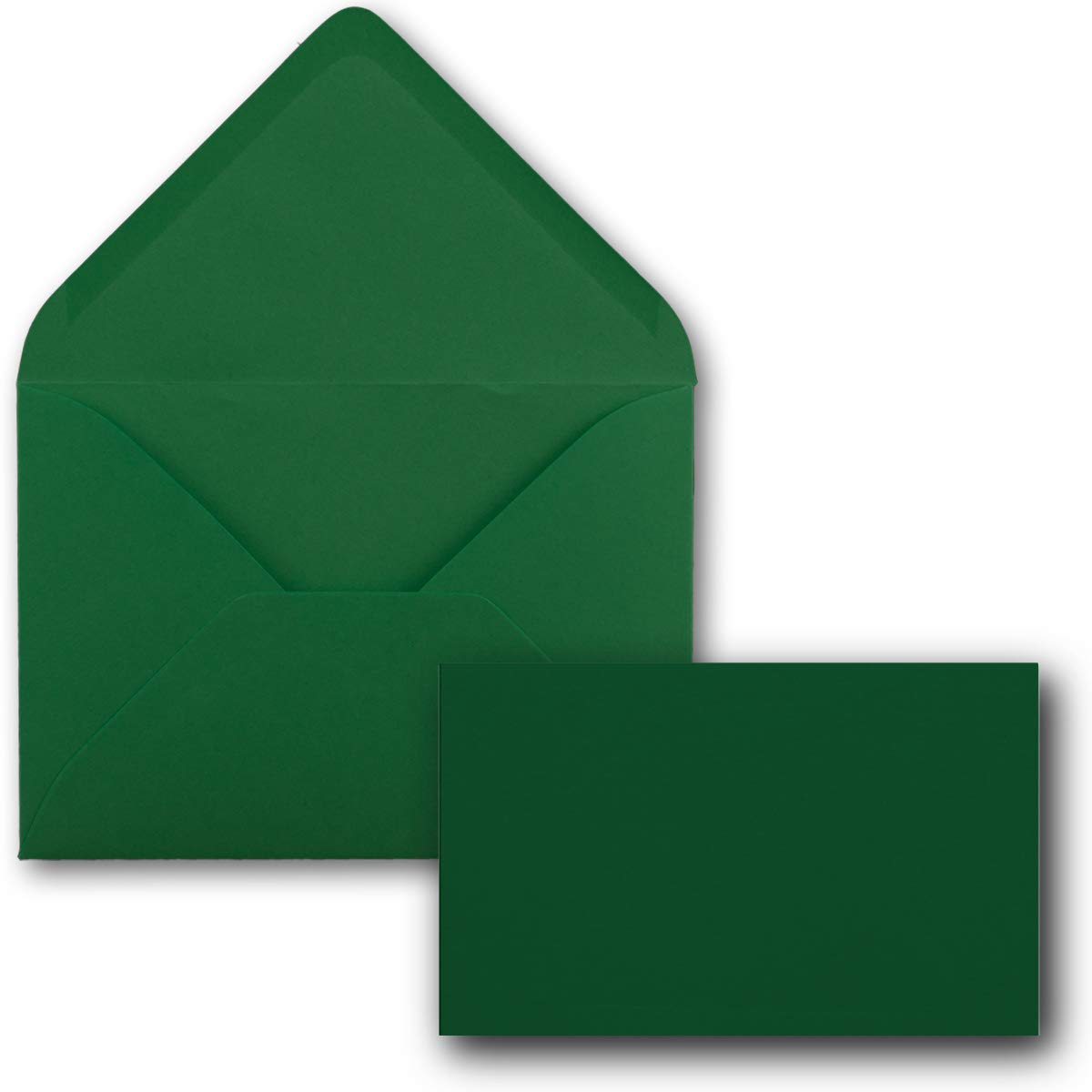 300x Stück Karte mit Umschlag Set Einzel-Karten Din A8 7,1x4,5 cm 240 g/m² Dunkelgrün mit Brief-Umschlägen C8 7,6x5,2 cm Nassklebung