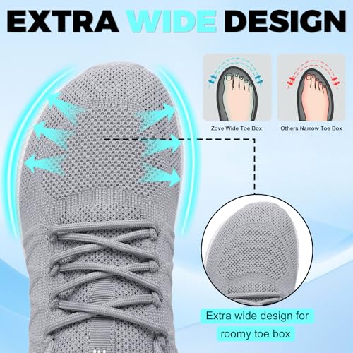 Image of ZOVE Wide Toe Box Shoes for Men Extra Wide Width Sneakers Non-Slip Ultra Light Wide Tennis Running Shoes Breathable Casual Walking Sneakers Diabetes Workout Gym Jogging Sports