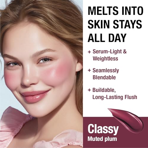 Image of DEAR DAHLIA Petal Drop Liquid Blush (Classy) - US Exclusive Color, Natural Dewy Glow Serum Blush, Buildable & Blendable, Sheer Watercolor Finish, Vegan Korean Makeup for Cheeks, 0.14 oz