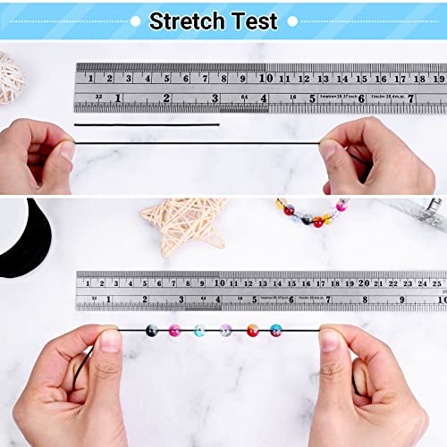 Image of Elastic String Cord, Selizo 2 Pack Stretchy String for Bracelets, Necklace, Beading, Jewelry Making and Sewing (1.2 MM, 109 Yards, Black & White)