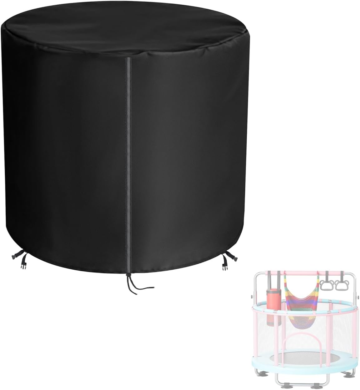 Kids Trampoline Cover for 55" Round Kids Trampoline, Heavy Duty Waterproof Toddler Trampoline cover, UV Resistant Windproof Weatherproof Oxford Outdoor Protective Cover, Black