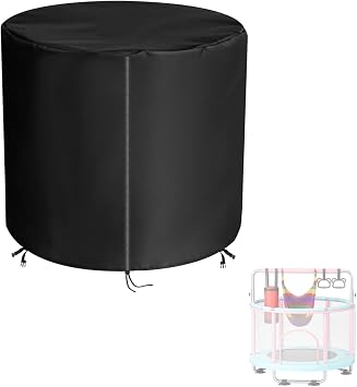 Kids Trampoline Cover for 55" Round Kids Trampoline, Heavy Duty Waterproof Toddler Trampoline cover, UV Resistant Windproof Weatherproof Oxford Outdoor Protective Cover, Black