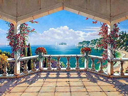 Diamant broderie ville balnéaire diamant peinture plein carré rond forage paysage photo de strass décoration de la maison plein rond40X50 cm 9664 Cover