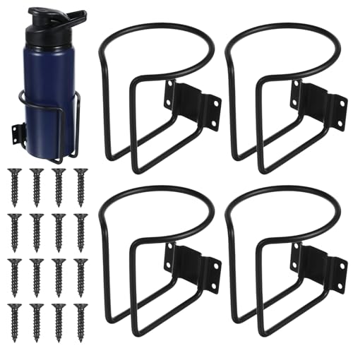 Portavasos metálico de 4 piezas, montado en pared, universal negro