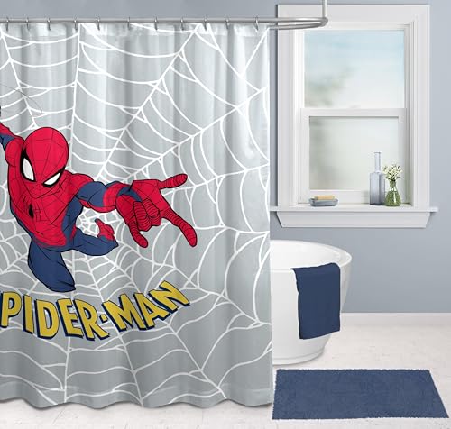 Rideau de Douche Marvel Spiderman 178 x 182 cm - Décoration de Salle de Bains à Motif superhéros en Tissu