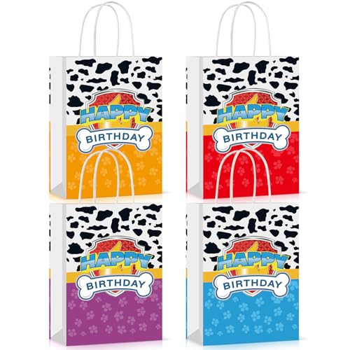 HDJY 16PCS Cartoon Dog Birthday Party Goodie Bags, Favors Bags, Candy Bags, Decoration, 8.26in x 5.9in x 3.14in