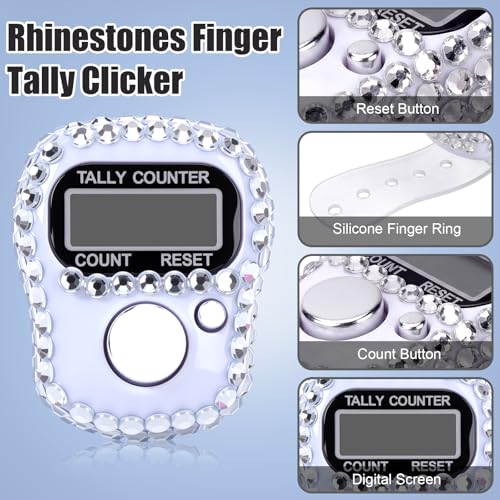 Image of Simgoing Electronic Finger Clicker Counter, Rhinestones Tally Tasbeeh Counter Gifts for Prayer Islamic Golf Counting Goods Lap Knitting Bling Accessories