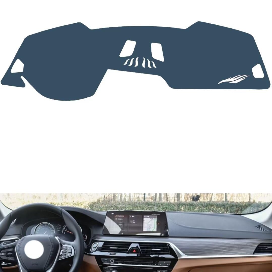 Pelle di alta qualità copri cruscotto Compatibile con BMW NEW 5 series （NO HUD） 2018-2023,antiriflesso tappetino cruscotto(blue)
