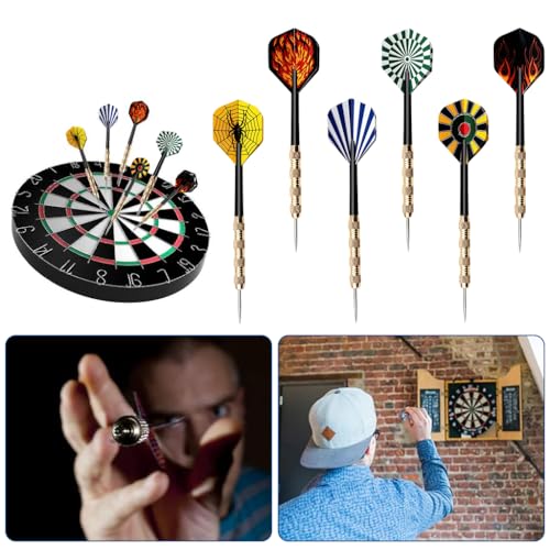 Image of Proberos 18Pcs Steel Tip Darts Set for Adults, 18g Heavy Duty Brass Darts with 6 Unique Flights, Sharp Metal Tips Perfect for Dartboard Games, Parties, Bars, Gifts for Men & Teenagers