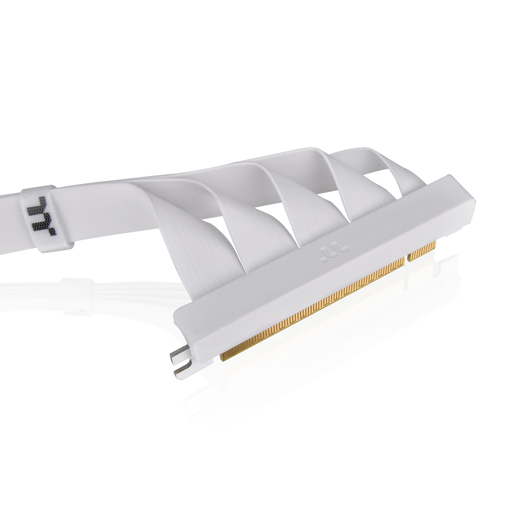 Thermaltake Cavo riser PCIe 4.0 con connettori a 90°; bianco; trasmissione ad alta velocità da 16 Gbps; 400 mm; schermatura EMI; AC-077-CO6OTN-C1; 3 anni di garanzia