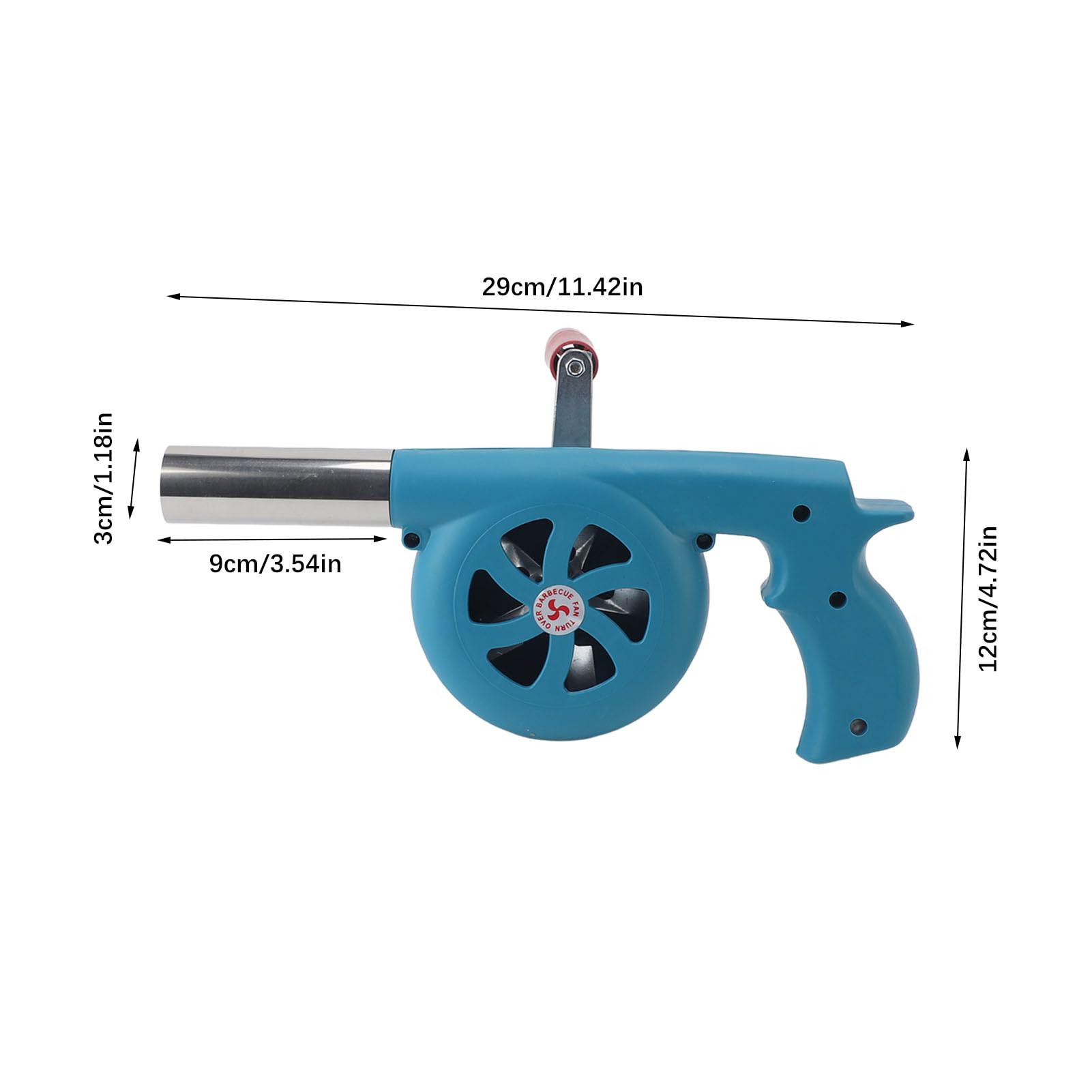 Fockety BBQ-Ventilator Tragbarer Handkurbel-Luftgebläse für Outdoor-Camping und Grillen