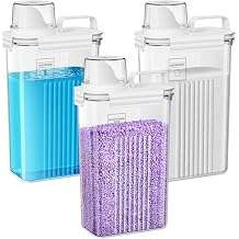 Laundry Detergent Dispenser for Laundry Room,94oz Fabric Softener Dispenser,Liquid Laundry Detergent Container,Laundry Detergent Organizer for Laundry Room Organization with 6 Labels,3 Pack