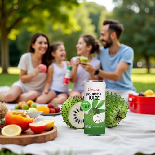 Omura Soursop Juice Drink with Pulp 11.3 Fl Oz (24-Pack) | Refreshing Tropical Fruit Beverage | Graviola Guanabana Juice - Thumbnail 4
