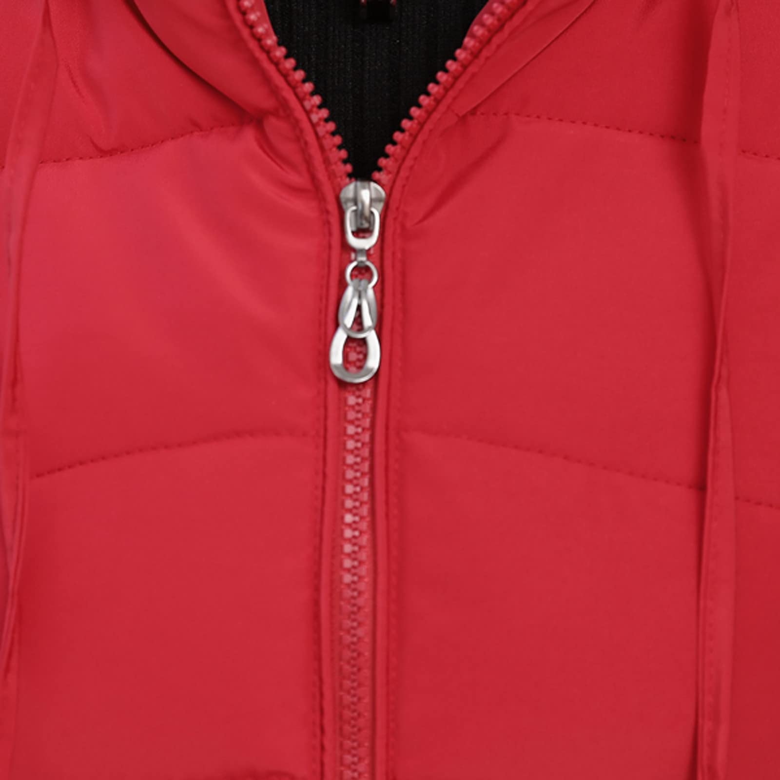 Veste Hiver Zip Capuche sans Manches, Gilet Long Poche décontracté