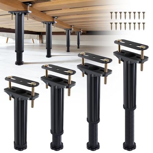YHK 4PCS Adjustable Height Bed Support Legs 7.8-13.0inch Heavy Duty Bed Frame Support Legs for Bed Slat and Frame Plastic Bed Frame Support Replacement Bed Support Reinforcement Parts