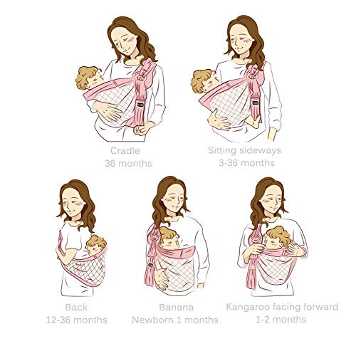 CUBY- Einstellbar Babytragetüch - 100% Bio Baumwolle - für Neugeborene Kleinkinder bis 15 KG - Ergonomische Babytragen (Klassisches Grau) - Image 8