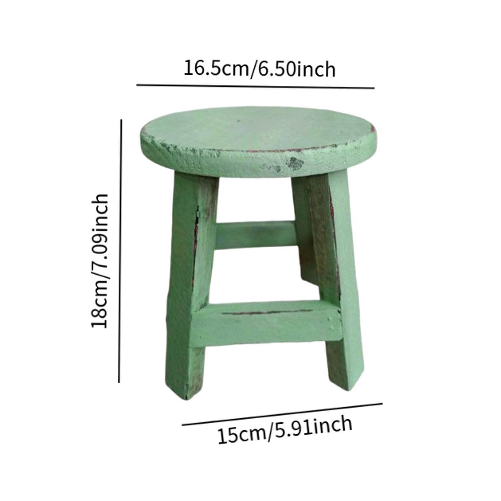 Fenteer Tabouret en Bois pour Plantes et Pots de Fleurs, Rond et Rustique, Petit présentoir pour Fleurs, pour Jardin, Bureau, Table, décoration de la Maison, Vert