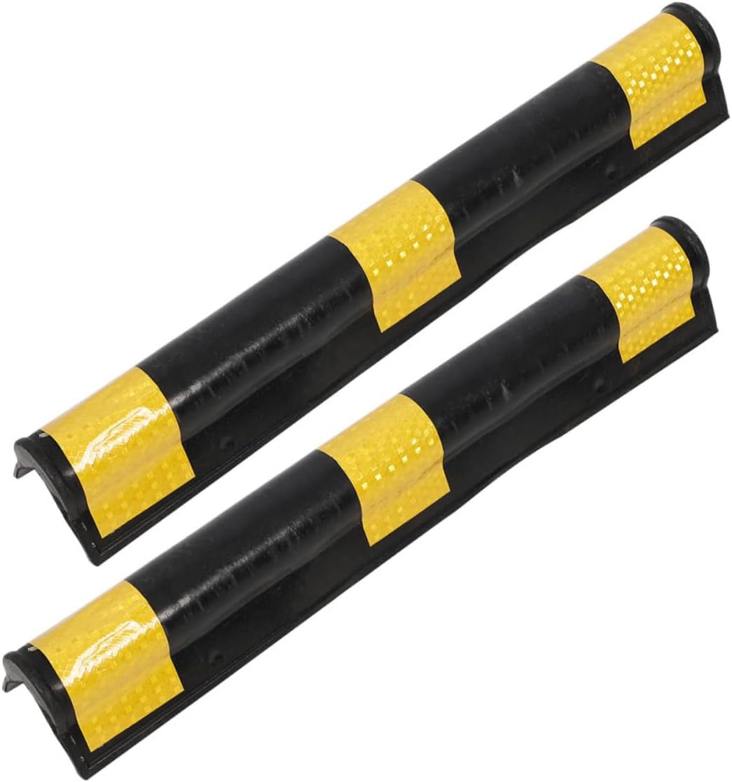 Unomor 2pcs Reflective Rubber Corner Guards for Garage Walls Easy to Install Protective Wall Protectors for Parking Lots and