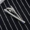 Tie Clips Blue, Cufflinks and Tie Clip Set Stainless Steel Blue Tie Clip Bar Rectangle Zirconia for Men Dress Shirt Free Engraved with Gift Box #5